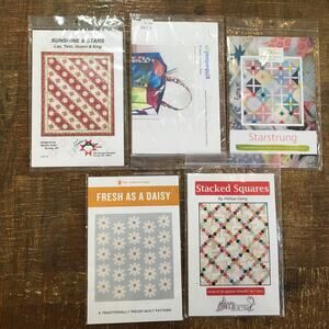 Quilt Sewing Pattern SET OF 5 Scrappy Cottage Geometric Fat Quarter NEW UNCUT